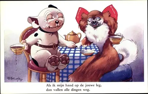 Künstler Ak Studdy, George E., Bonzo the Dog, Als ik mijn hand op de jouwe leg