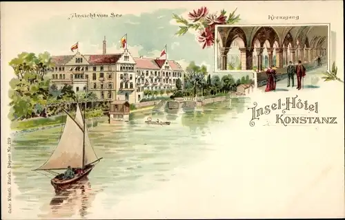 Litho Konstanz am Bodensee, Inselhotel, Kreuzgang