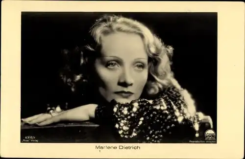 Ak Schauspielerin Marlene Dietrich, Portrait, Ross Verlag 6315/1