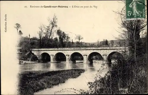 Ak Condé sur Noireau Calvados, L'Orne au pont du Vey