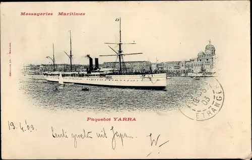 Ak Dampfer Yarra, Messageries Maritimes, MM