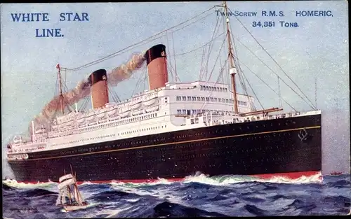 Künstler Ak Dampfer RMS Homeric, White Star Line