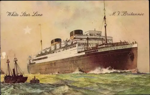 Ak Dampfer MV Britannic, White Star Line