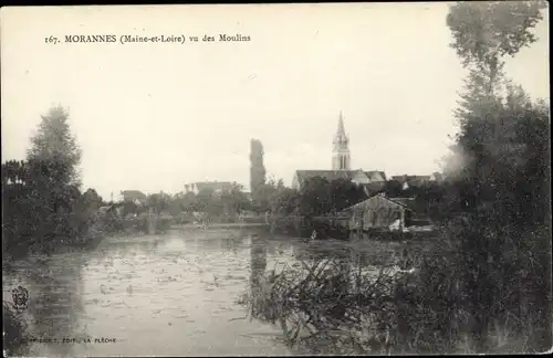 Ak Morannes Maine et Loire, vu des Moulins, Flusspartie