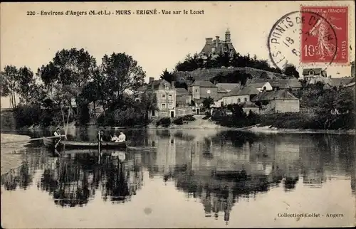 Ak Murs-Erigné Maine et Loire, vue sur le Lonet, Ruderboot