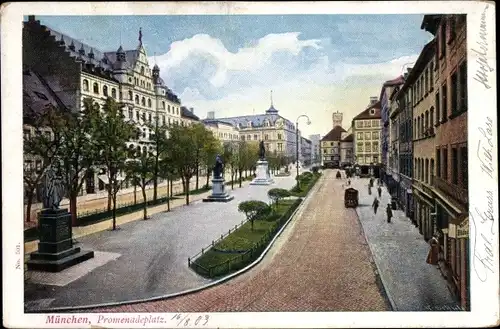 Künstler Ak Schule, A., München Bayern, Partie auf dem Promenadeplatz