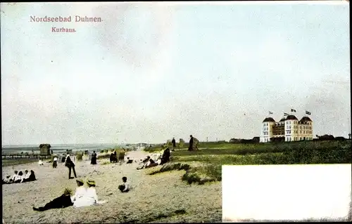 Ak Nordseebad Duhnen Cuxhaven, Strand mit Kurhaus