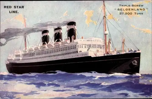 Künstler Ak Dampfer Belgenland, Red Star Line, RSL