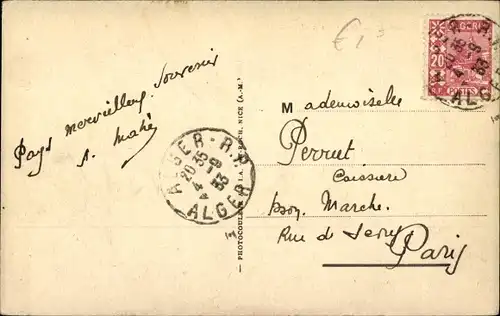 Ak Scenes et Type du Sud, Frauen in Tracht, Kamele, Handel, Stoff