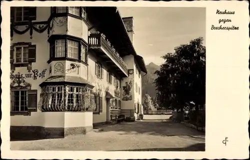 Ak Neuhaus Schliersee in Oberbayern, Ortspartie, Gasthaus zur Post, Brecherspitze