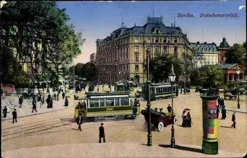 Ak Berlin Tiergarten, Potsdamer Platz, Straßenbahnen