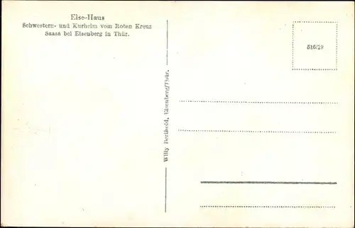 Ak Saasa Eisenberg in Thüringen, Else Haus, Schwesternheim, Kurheim, Rotes Kreuz