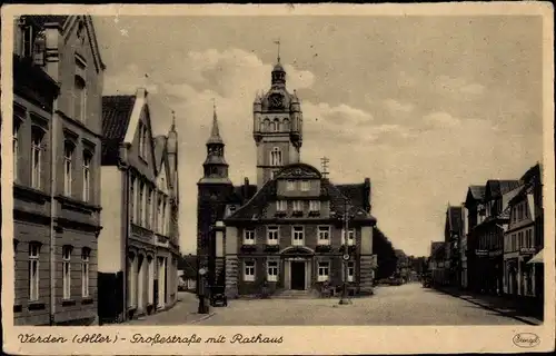 Ak Verden an der Aller, Großestraße mit Rathaus