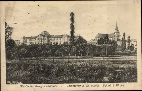 Ak Commercy Lothringen Meuse, Schloß und Kirche