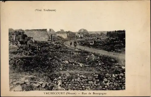 Ak Vaubecourt Meuse, Rue de Bourgagne, Ruinen, Kriegszerstörungen, I. WK