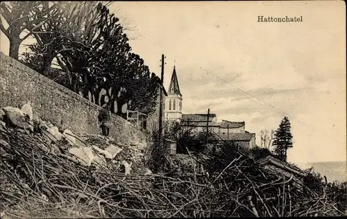 Ak Hattonchâtel Lothringen Meuse, Teilansicht, Ruinen, Kriegszerstörungen, I. WK
