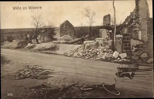 Ak Ville en Woevre Meuse, Ruinen, Kriegszerstörungen, I. WK