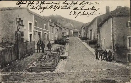 Ak Buxières sous les Côtes Meuse, Straßenpartie, Soldaten