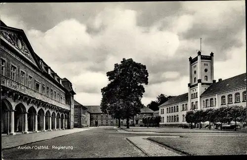 Ak Aurich in Ostfriesland, Partie am Regierungsgebäude