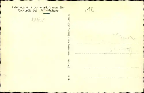 Ak Herdorf im Hellertal Rheinland Pfalz, Erholungsheim Concordia der Westf. Frauenhilfe