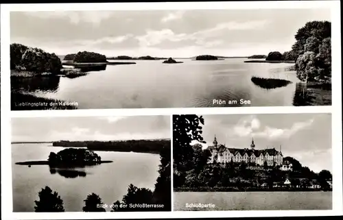 Ak Plön am See, Schloßpartie, Blick auf eine Insel