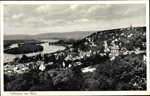 Ak Vallendar am Rhein, Blick auf den Ort mit Umgebung, Kirche