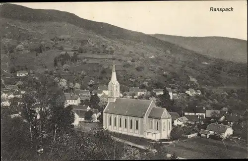 Ak Ranspach Haut-Rhin, Panorama, Kirche