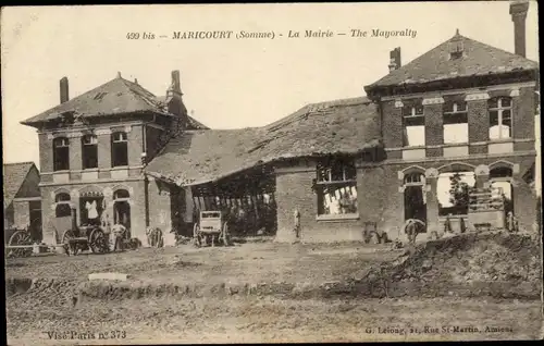 Ak Maricourt Somme, La Mairie, The Mayoralty