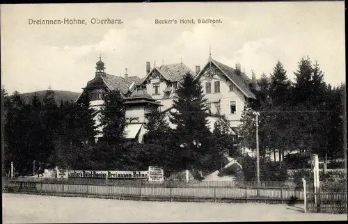 Ak Drei Annen Hohne Wernigerode im Harz, Beckers Hotel, Südfront