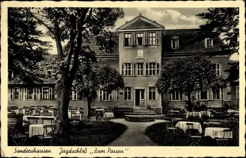 Ak Sondershausen im Kyffhäuserkreis Thüringen, Jagdschloss Zum Possen, Gasthaus, Inh. H. Spannaus