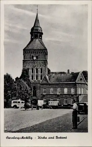 Ak Sternberg in Mecklenburg, Kirche, Postamt