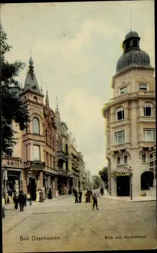 Ak Bad Oeynhausen in Westfalen, Straßenpartie am Nordbahnhof, Hotel Pavillon