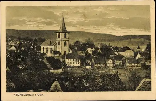 Ak Reichelsheim im Odenwald, Blick auf den Ort, Kirche