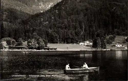 Ak Unterwössen in Oberbayern, Wössener See, Ruderpartie