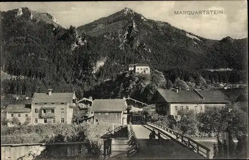 Ak Marquartstein im Chiemgau, Brücke zum Ort