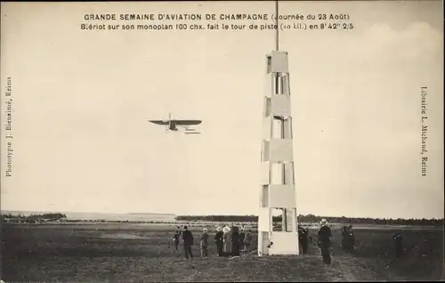 Ak Grande Semaine d'Aviation de Champagne, Bleriot sur mon monoplan, Flugpioniere