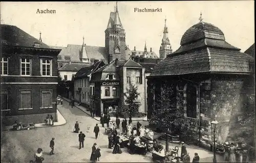 Ak Aachen in Nordrhein Westfalen, Blick auf den Fischmarkt