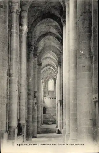 Ak Cunault Maine et Loire, Intérieur de l'Église, Bas-Côté, statue Ste Cathérine