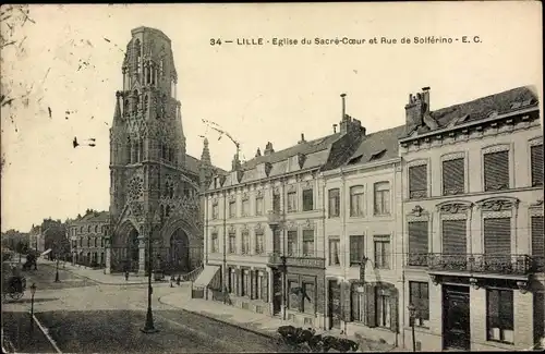 Ak Lille Nord, Eglise du Sacre Coeur, Rue de Solferino