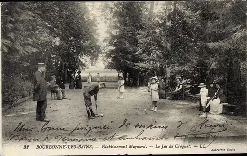 Ak Bourbonne les Bains Haute Marne, Etablissement Maynard, Le Jeu de Croquet
