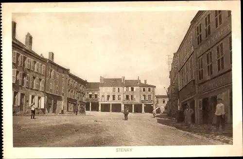 Ak Stenay Meuse, Marktplatz, Geschäftshäuser