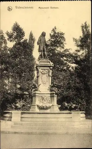 Ak Valenciennes Nord, Monument Watteau