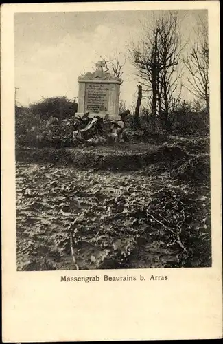 Ak Beaurains Pas de Calais, Massengrab, Soldatengräber, I. WK