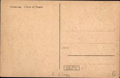 Ak Straßburg Elsaß Bas Rhin, Blick zur Drachenschule