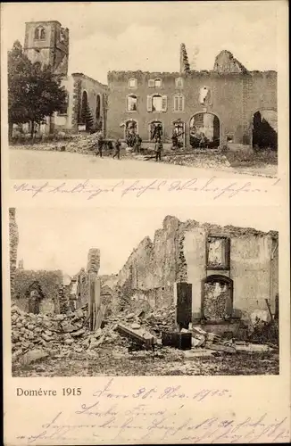 Ak Domevre Meurthe et Moselle, Ort im Jahre 1915, Kriegszerstörungen I.WK