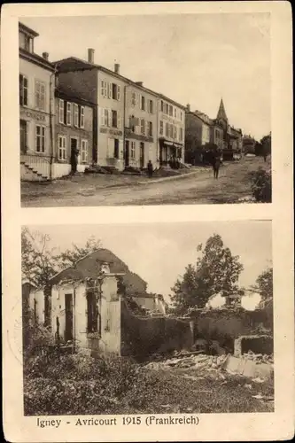 Ak Igney Avricourt Meurthe et Moselle, vue de la ville en 1915
