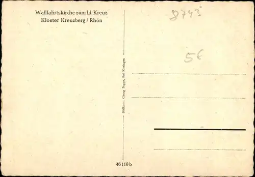 Ak Bischofsheim an der Rhön, Kloster Kreuzberg, Wallfahrtskirche zum hl. Kreuz