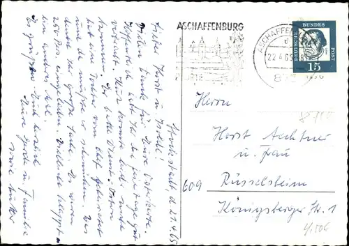 Ak Aschaffenburg in Unterfranken, Schloss Johannisburg, Justizgebäude, Mainpartie, Park Schönbusch