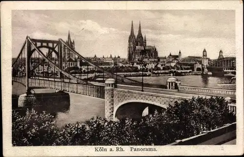 Ak Köln am Rhein, Panorama, Brücke, Dom