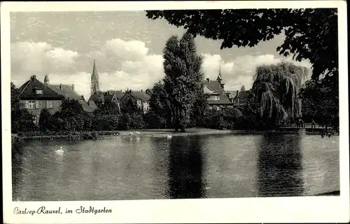 Ak Castrop Rauxel im Ruhrgebiet, Stadtgarten, Schwanenteich